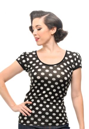 Steady Roby Top Polka Black White-M