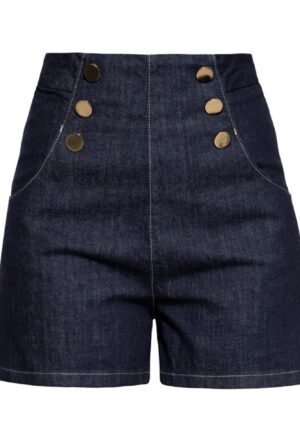Queen Kerosin Marlene Denim Shorts Dark Blue -M