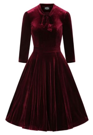 Hearts & Roses Sylvie Velvet Swing Dress Burgundy-L