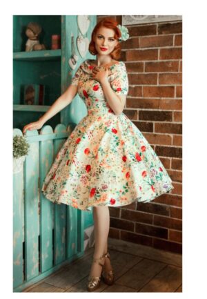 Darlene Floral Swing Dress Green-XXL