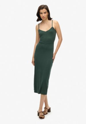 Jersey Jurk met Open Achterkant Groen Grootte: 44