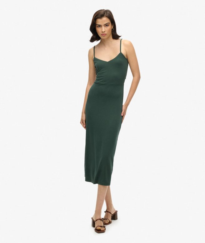 Jersey Jurk met Open Achterkant Groen Grootte: 42