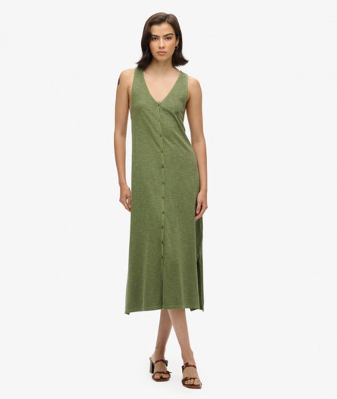 Beach Jersey Midi-jurk Khaki Grootte: 40