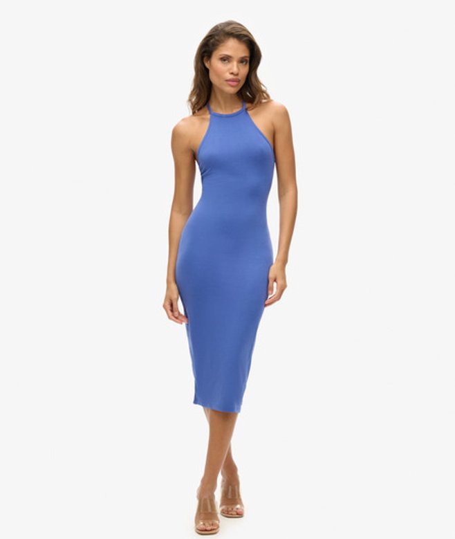 Jersey Midi-jurk met T-rug Blauw Grootte: 42