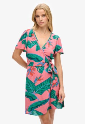 Mini-wikkeljurk met Print Roze Grootte: 44