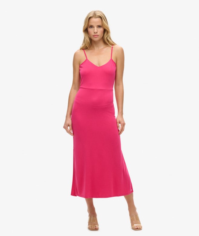 Jersey Jurk met Open Achterkant Roze Grootte: 40
