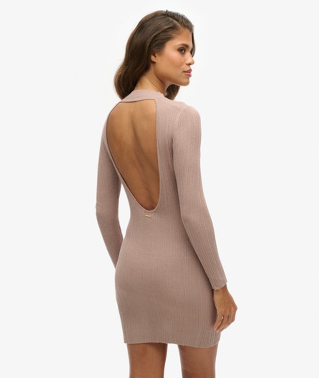 Rugloze Bodycon Mini-jurk Bruin Grootte: 44