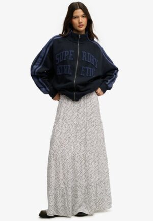 Geweven Gelaagde Maxi Rok White Grootte: 44