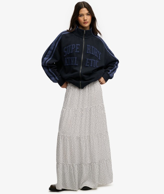 Geweven Gelaagde Maxi Rok White Grootte: 38
