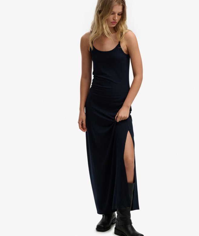 Maxi Jersey Cami Jurk Blauw Grootte: 34