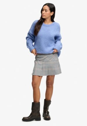 1/2 Pleat Check Rok Relaxed Pasvorm Grijs Grootte: 40