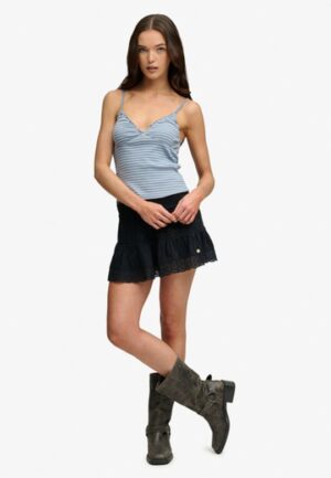 Ibiza Mini Rok Relaxed Pasvorm Blauw Grootte: 36