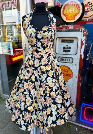 Vivien Of Holloway Halterneck Daisy Dress Black -XS | 32% korting
