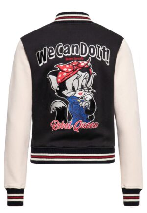 Moederdag cadeau - Queen Kerosin We Can Do It Rebel Queen College Jacket Black Cream-S | 22% korting