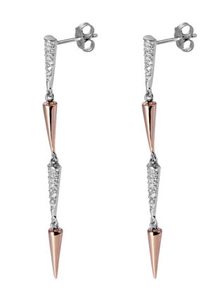 Orphelia 'Aada' Dames 925 Sterling Zilveren Oorbellen - Zilver/Rosé ZO-7433