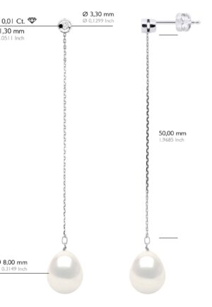 Alternative view of Oorbellen Prestige - Diamanten 0,02 Cts - Kwaliteit HSI - Wit Goud - Echte Gecultiveerde Zoetwaterpieren 9-10 mm