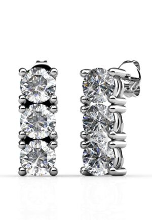 Tri-oorbellen - Zilver en kristal