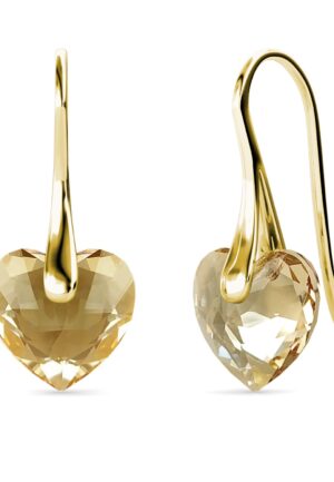 Kristallen Hart Oorbellen - Goud en Amber