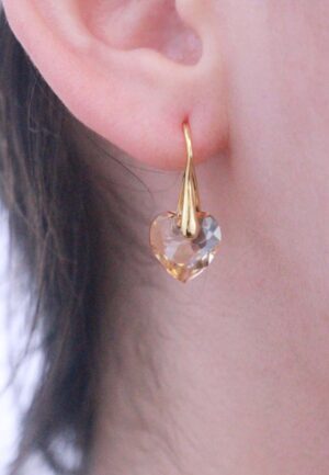 Alternative view of Kristallen Hart Oorbellen - Goud en Amber