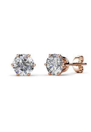 Solitaire S oorbellen - Roségoud en kristal