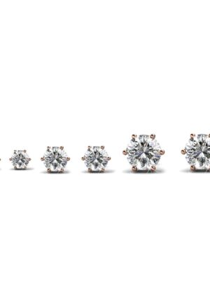 Solitaire oorbellen S, M, L - Roségoud en kristal
