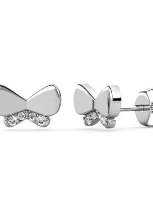Vlinderstrik oorbellen - Zilver en kristal