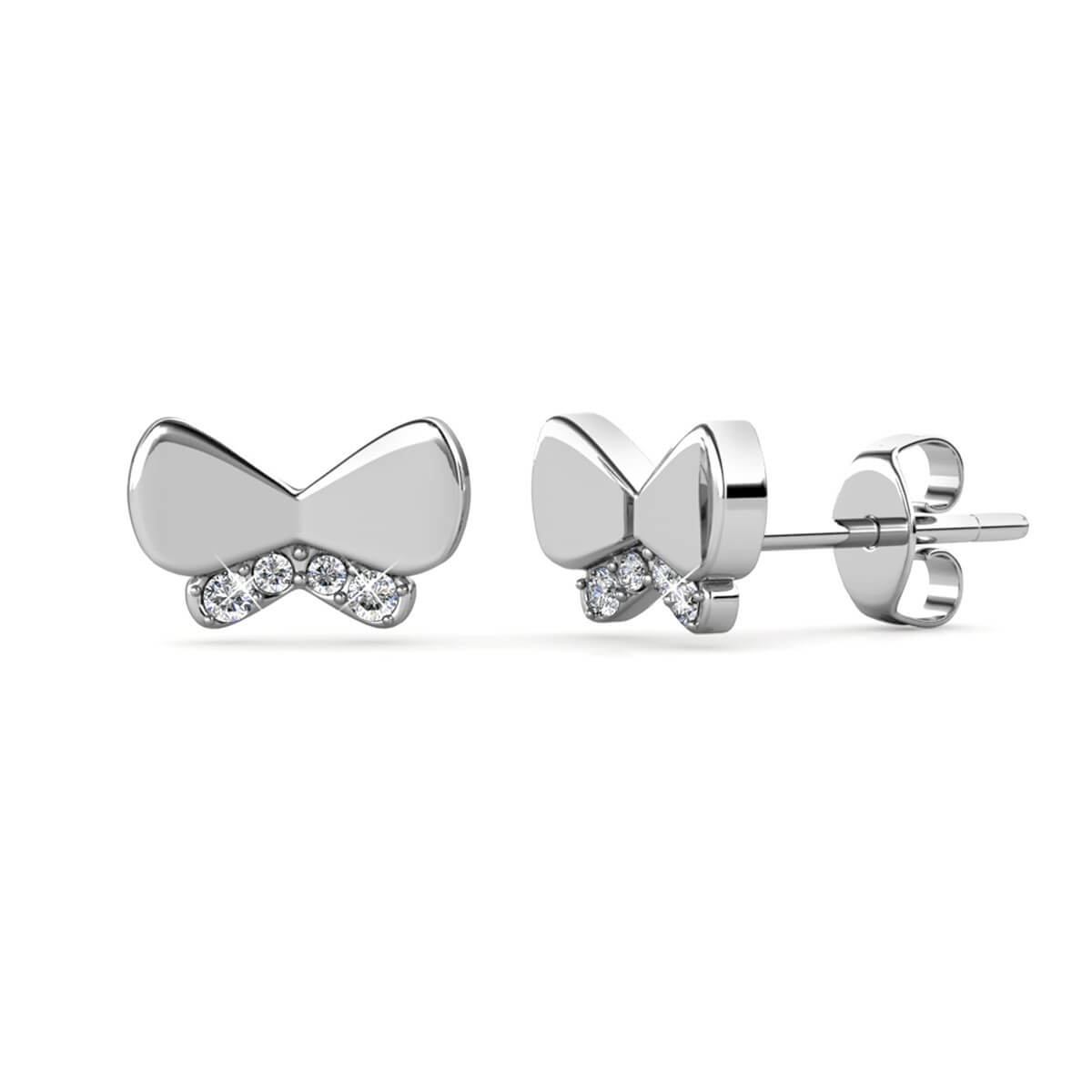 Vlinderstrik oorbellen - Zilver en kristal