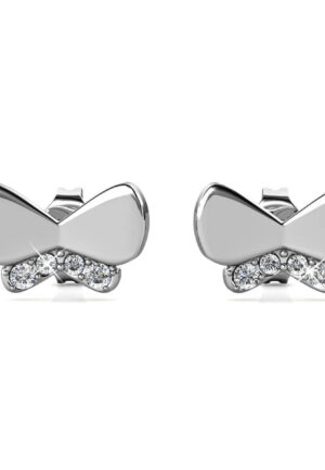Alternative view of Vlinderstrik oorbellen - Zilver en kristal