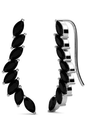 Clematis oorbellen - zilver en zwart