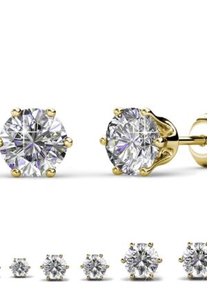 Solitaire S oorbellen - goud en kristal