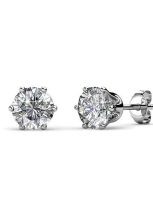 Solitaire M oorbellen - zilver en kristal