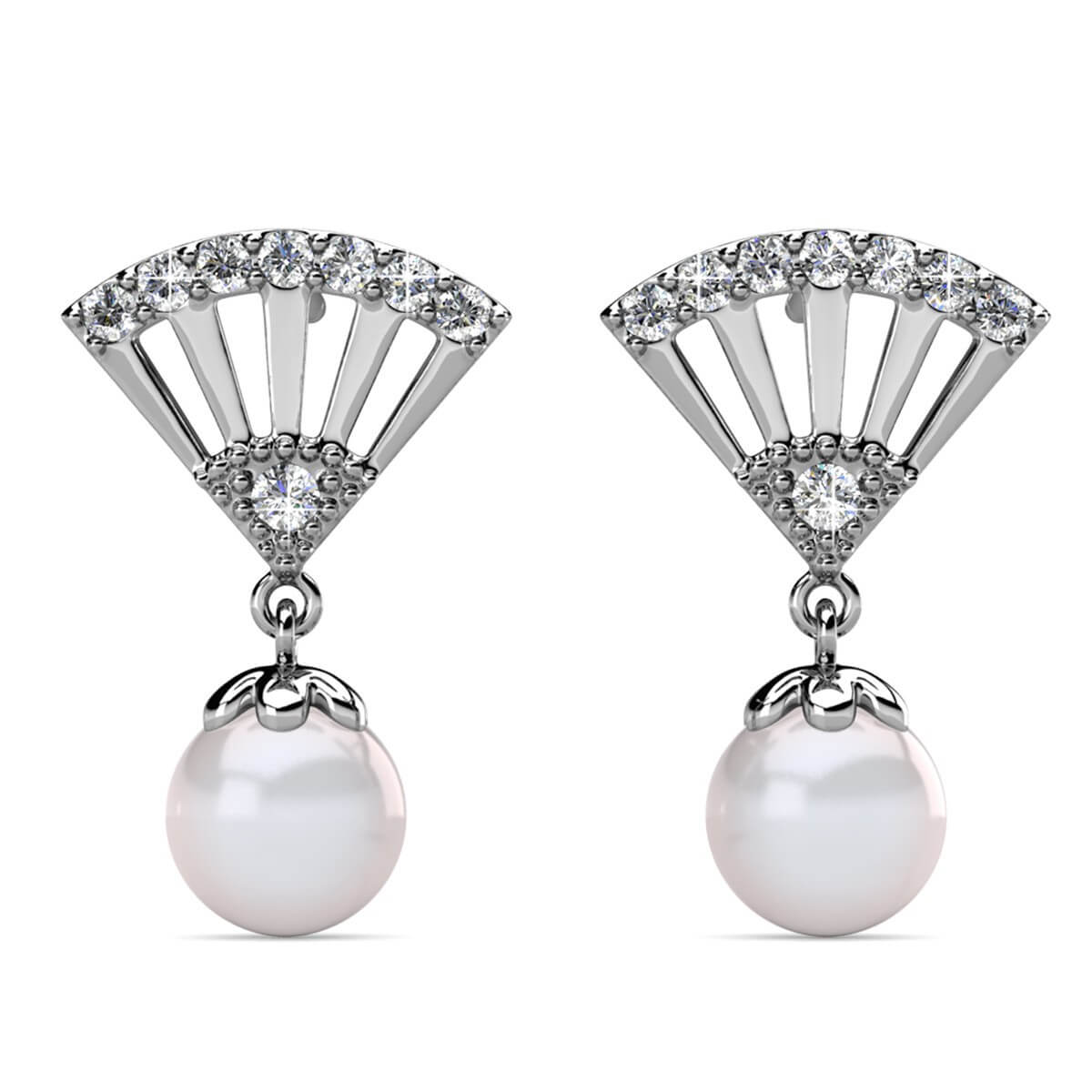 Ingride Parel Oorbellen - Zilver en Kristal - Afbeelding 2