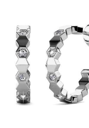 Gebogen oorbellen - Zilver en kristal