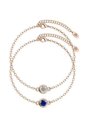 Geboortesteen armbanden - Roségoud, kristal en blauw