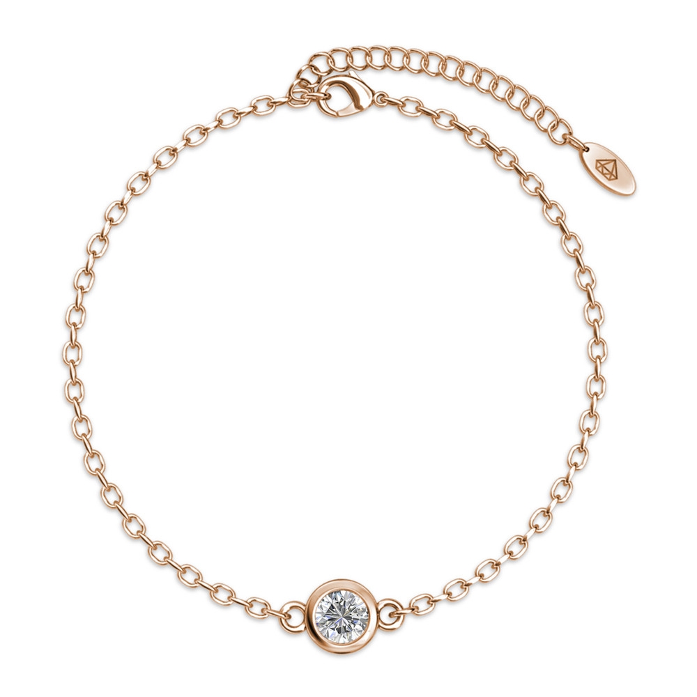 Geboortesteen armbanden - Roségoud, kristal en blauw - Afbeelding 2
