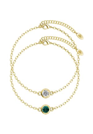 Geboortesteen armbanden - Goud, kristal en groen