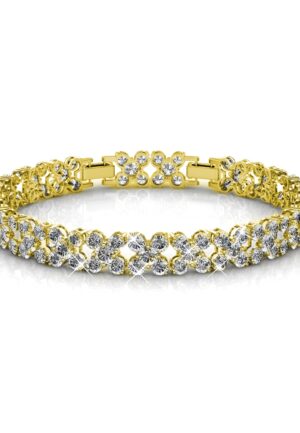 Bloemige armbanden - Goud en kristal