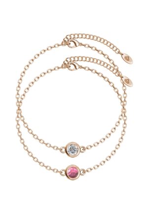 Geboortesteenarmbanden - Roségoud, kristal en roze