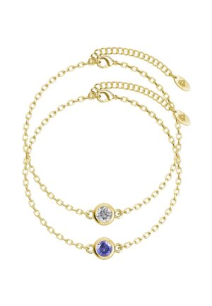 Geboortesteen armbanden - Goud, kristal en paars
