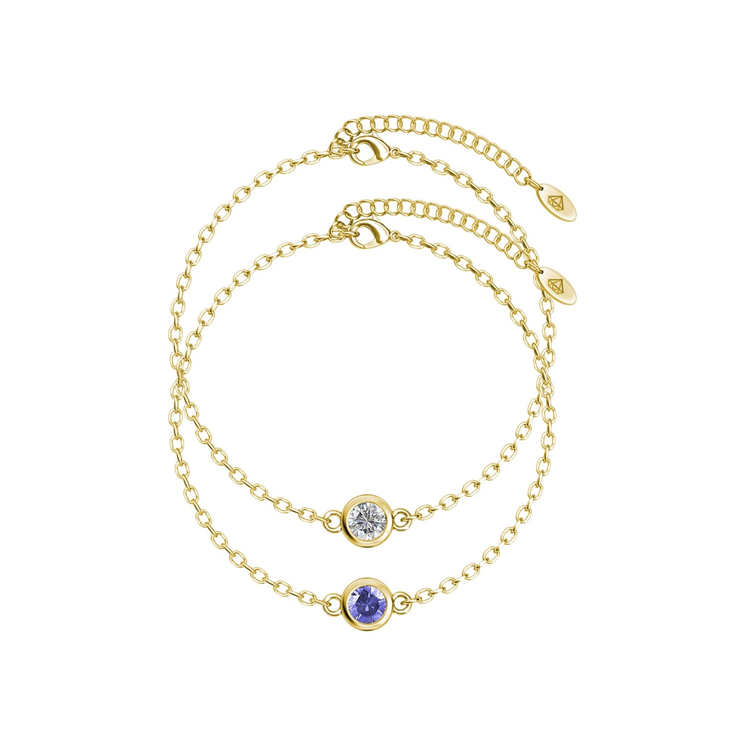 Geboortesteen armbanden - Goud, kristal en paars