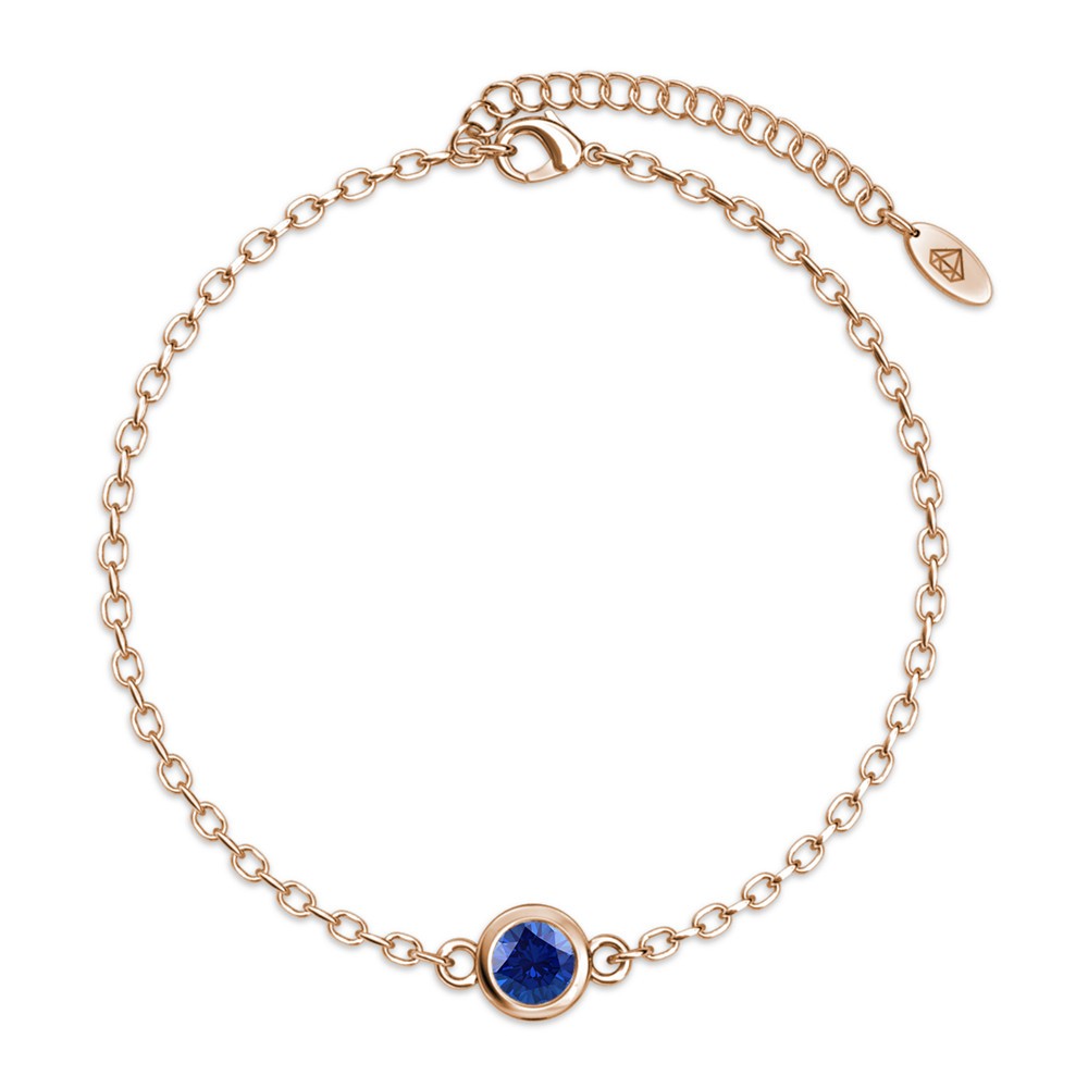 Geboortesteen armbanden - Roségoud en marineblauw