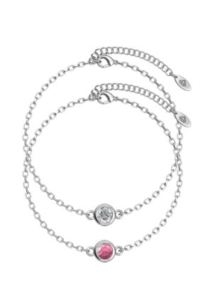 Geboortesteen armbanden - Zilver, kristal en roze