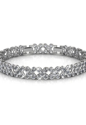 Bloemige armbanden - Zilver en kristal