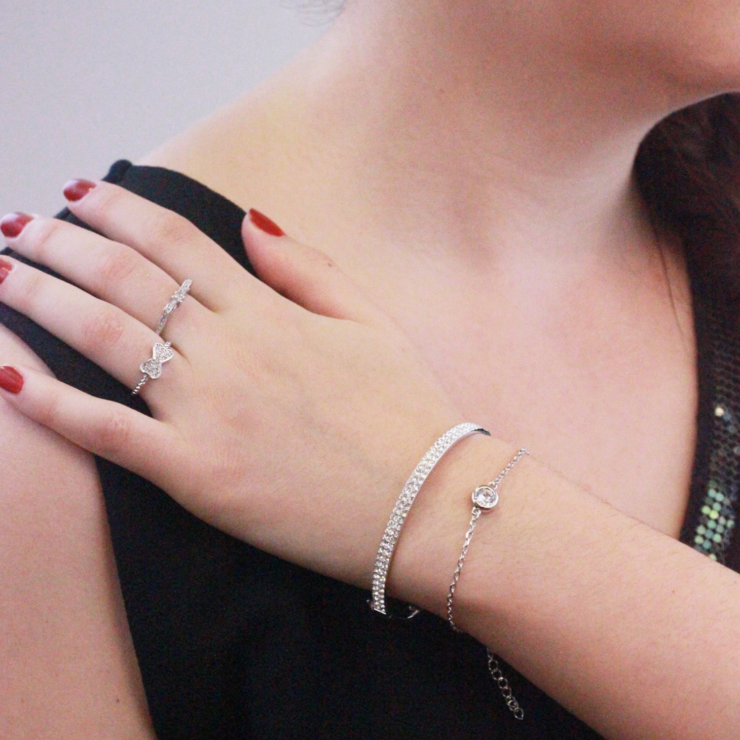 Geboortesteen armbanden - Zilver en kristal - Afbeelding 2