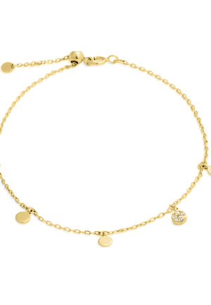 Luxenter 925 sterling zilveren armband met glanzende zirkonia afgewerkt in 18k geel goud - Cirkel