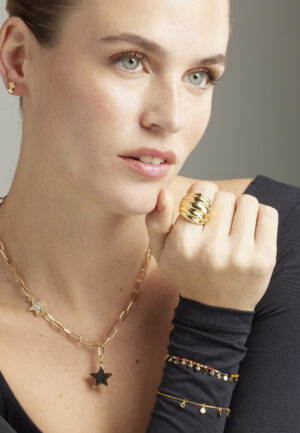 Alternative view of Luxenter 925 sterling zilveren armband met glanzende zirkonia afgewerkt in 18k geel goud - Cirkel