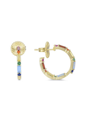 Luxenter Sterling Zilver 925 oorbellen met Multicolour Zirkonia afgewerkt in 18K geel goud - Hinnar