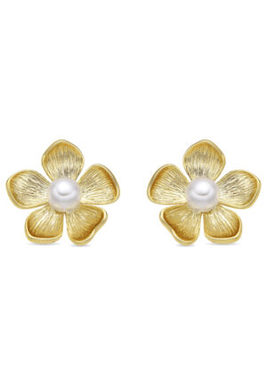 Luxenter 18k goudkleurige oorbellen met witte parel - Miclaw