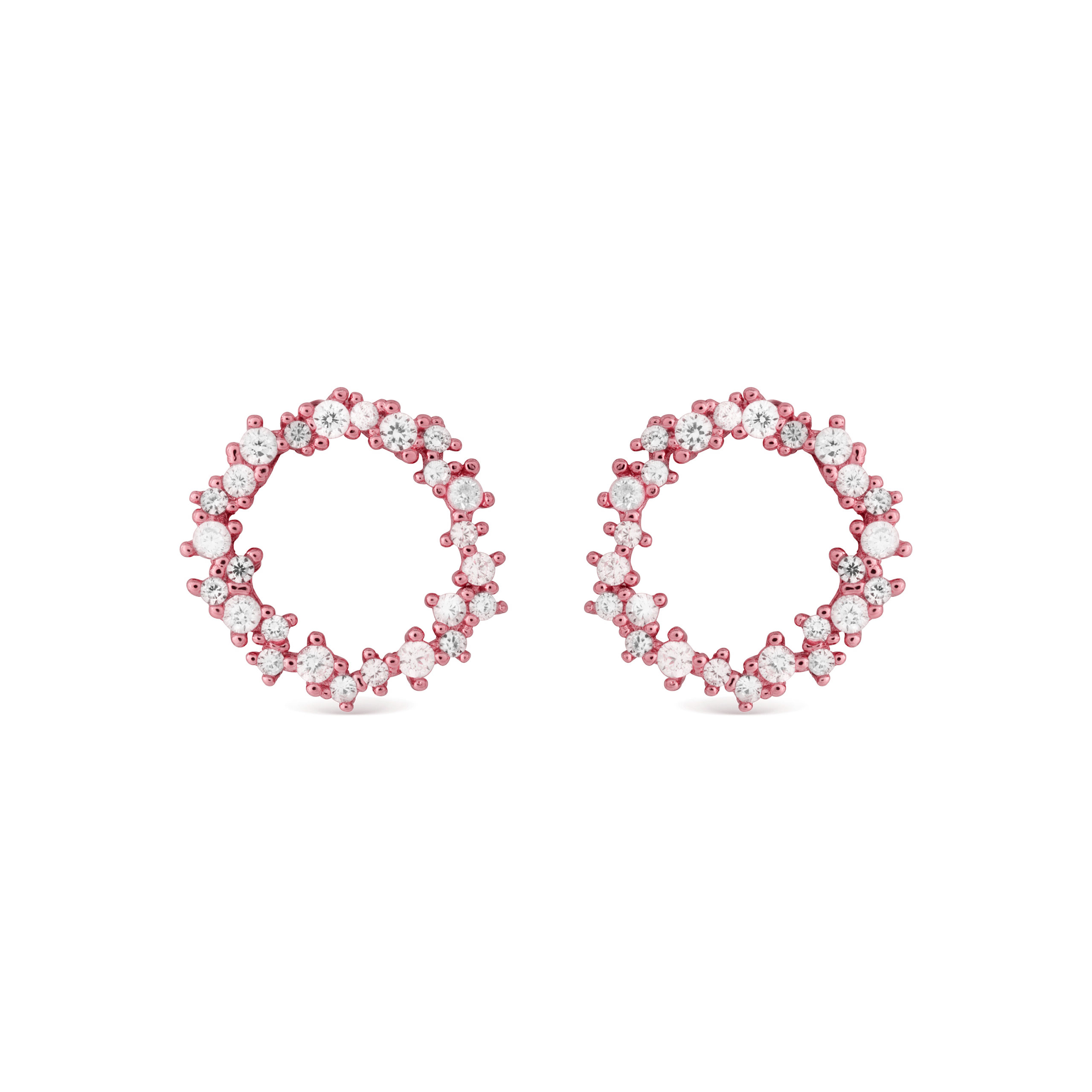 Luxenter Sterling Zilver 925 oorbellen met 18K roségoud vergulde Zirkonia - Thilak