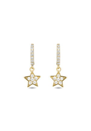 Luxenter Sterling zilveren 925 oorbellen met briljant zirkonia afgewerkt in 18K geel goud - Wabak